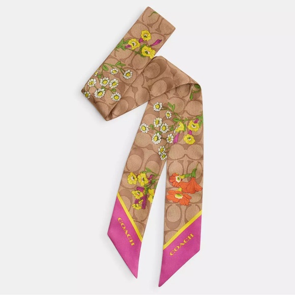 Coach Floral Silk Skinny Scarf - Picture 1 of 3